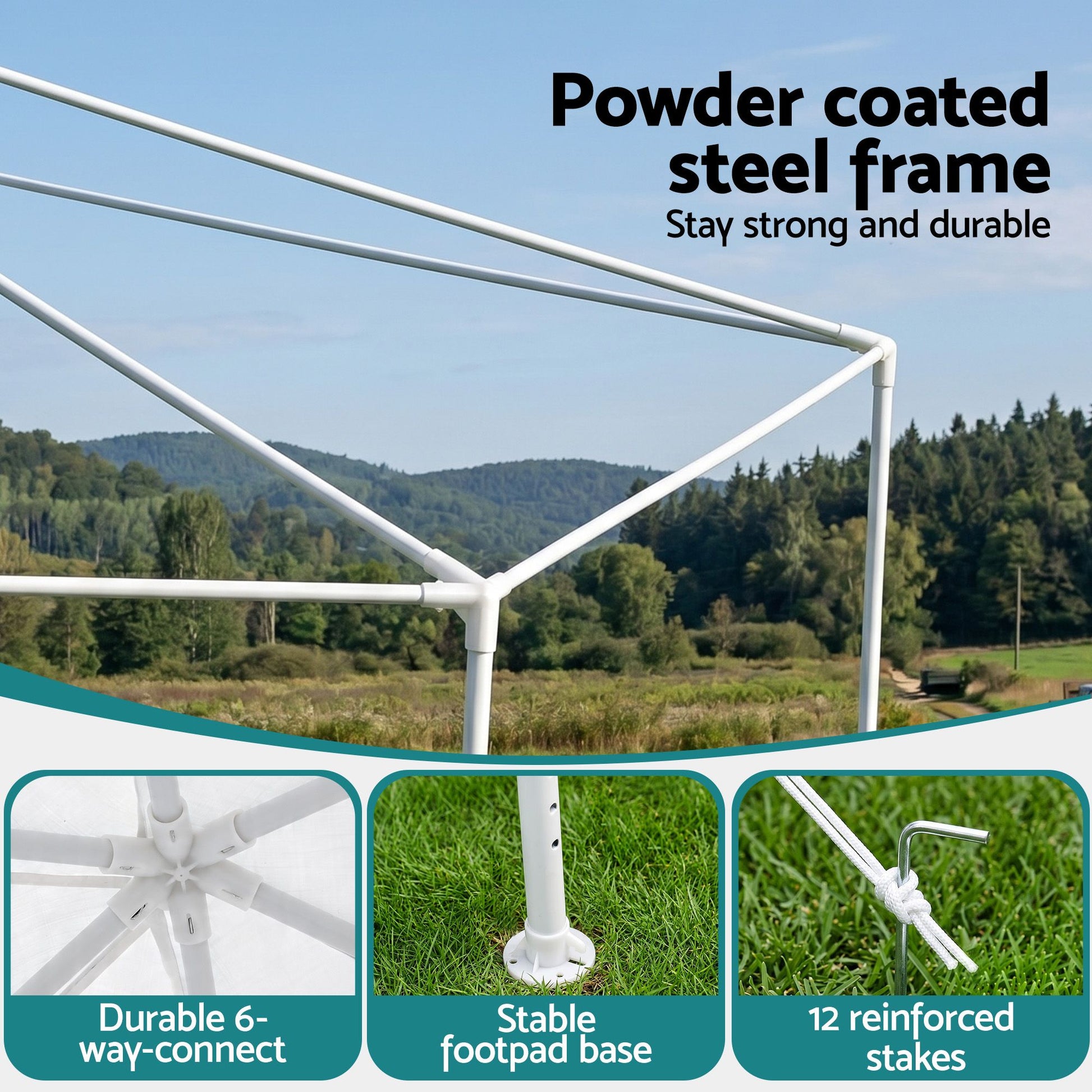 Instahut Gazebo?2x2m Marquee Wedding Party Tent Outdoor Camping Mesh Wall Canopy Shade Gazebos Navy GAZEBO-WED-C-FG-222-WH