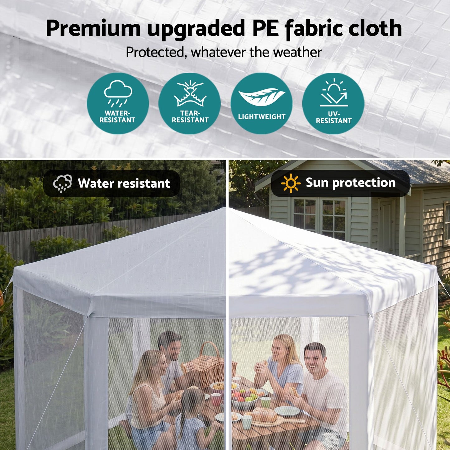 Instahut Gazebo?2x2m Marquee Wedding Party Tent Outdoor Camping Mesh Wall Canopy Shade Gazebos Navy GAZEBO-WED-C-FG-222-WH