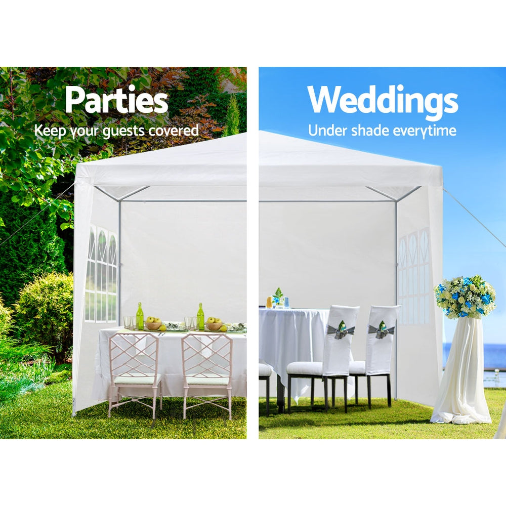 Instahut Gazebo 3x3m Marquee Wedding Party Tent Outdoor Camping Side Wall Canopy Window Panel White GAZEBO-WED-C-FG-3X3-4W-WH