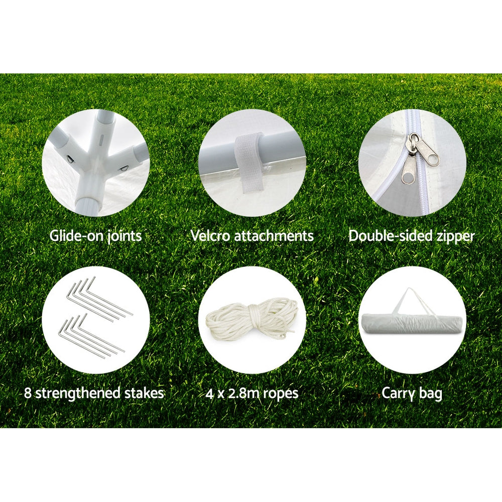 Instahut Gazebo 3x3m Marquee Wedding Party Tent Outdoor Camping Side Wall Canopy Window Panel White GAZEBO-WED-C-FG-3X3-4W-WH