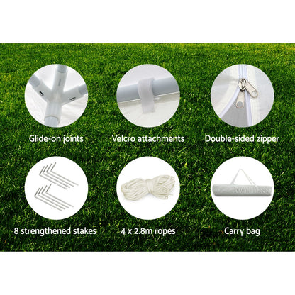 Instahut Gazebo 3x3m Marquee Wedding Party Tent Outdoor Camping Side Wall Canopy Window Panel White GAZEBO-WED-C-FG-3X3-4W-WH