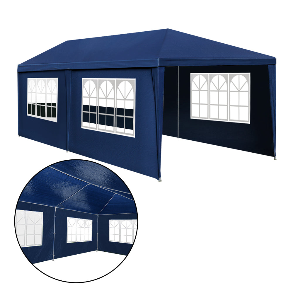 Instahut Gazebo 3x6m Marquee Wedding Party Tent Outdoor Camping Side Wall Canopy 6 Panel Blue GAZEBO-WED-C-FG-3X6-6W-BL