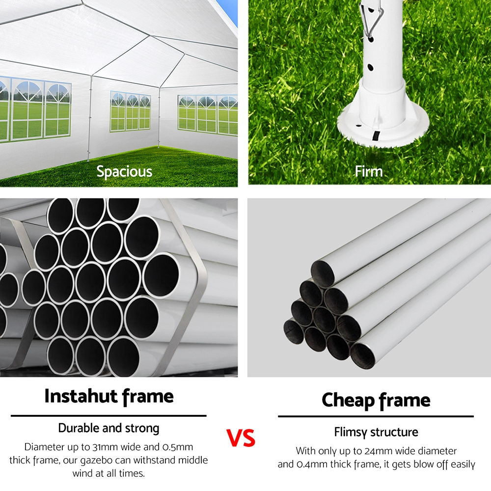 Instahut Gazebo 3x9m Marquee Wedding Party Tent Outdoor Camping Side Wall Canopy 5 Panel White GAZEBO-WED-C-FG-3X9-5W-WH