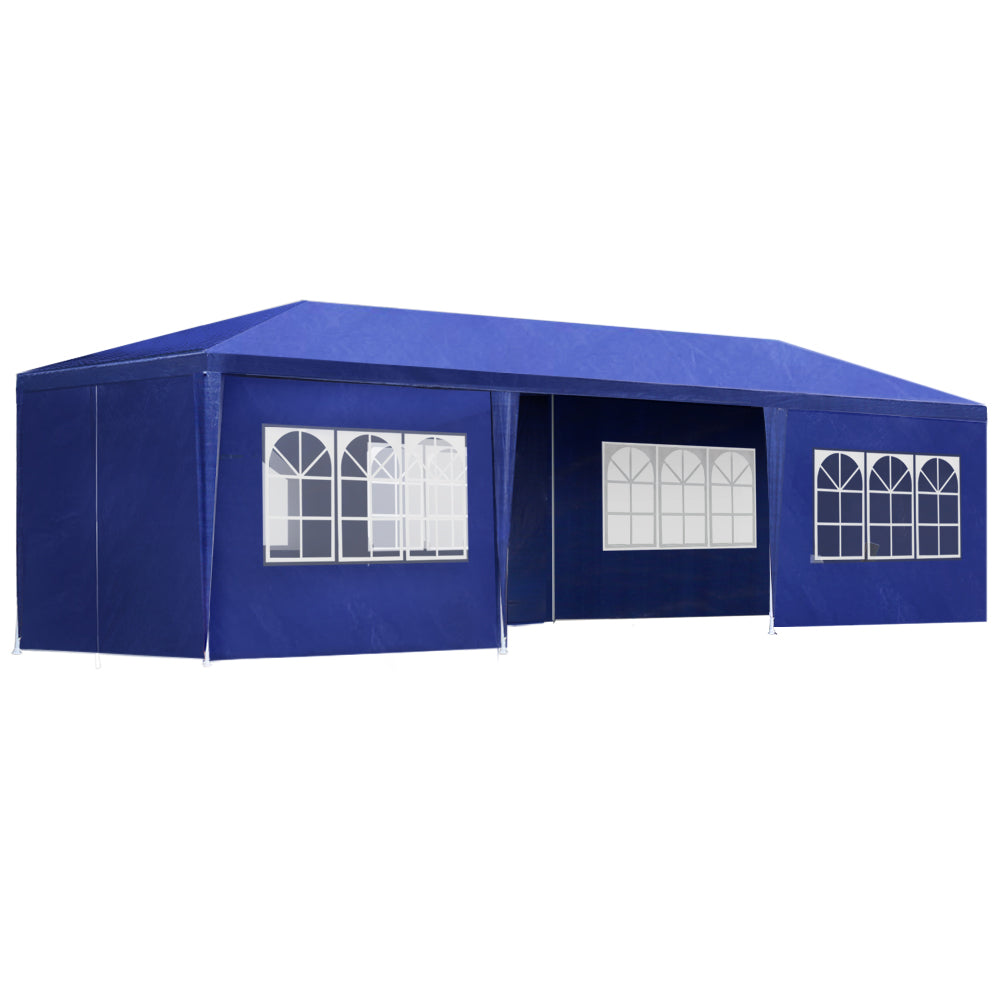 Instahut Gazebo 3x9m Marquee Wedding Party Tent Outdoor Camping Side Wall Canopy 8 Panel Blue GAZEBO-WED-C-FG-3X9-8W-BL