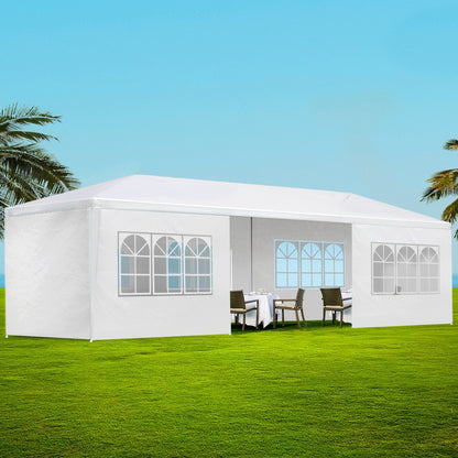 Instahut Gazebo 3x9m Marquee Wedding Party Tent Outdoor Camping Side Wall Canopy 8 Panel White GAZEBO-WED-C-FG-3X9-8W-WH