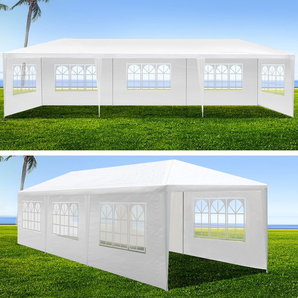 Instahut Gazebo 3x9m Marquee Wedding Party Tent Outdoor Camping Side Wall Canopy 8 Panel White GAZEBO-WED-C-FG-3X9-8W-WH