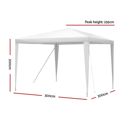 Instahut Gazebo 3x3m Wedding Party Marquee Tent Outdoor Event Camping Canopy Shade White GAZEBO-WED-T-FG-3X3-WH