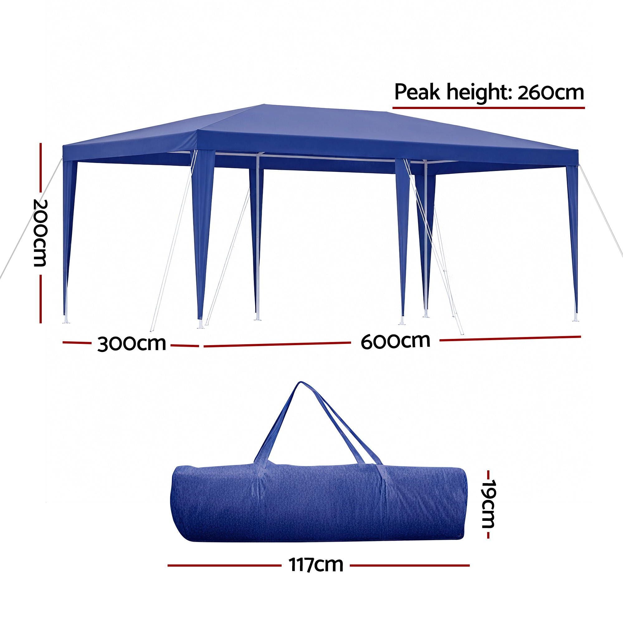 Instahut Gazebo 3x6m Wedding Party Marquee Tent Outdoor Event Camping Canopy Shade Blue GAZEBO-WED-T-FG-3X6-BL