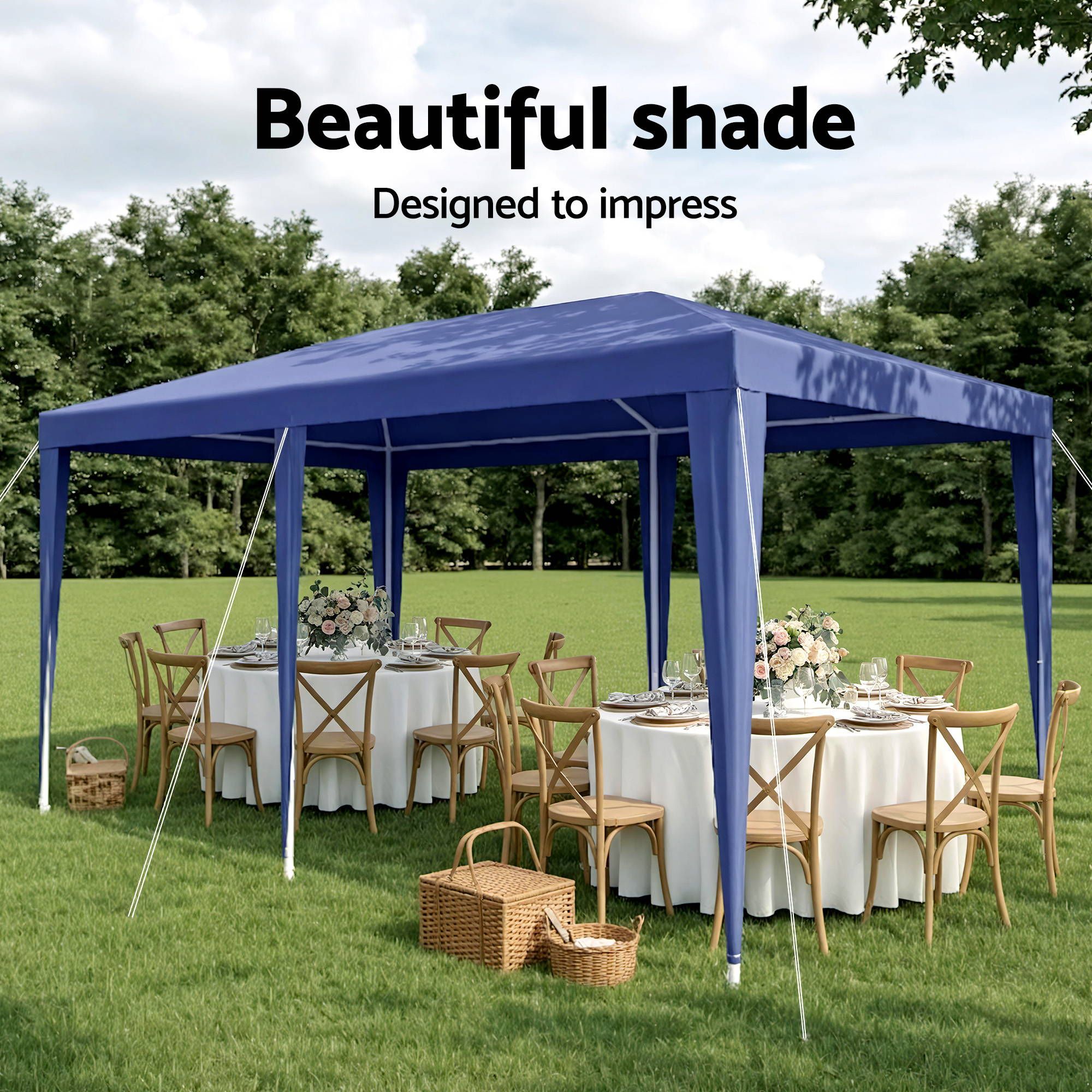 Instahut Gazebo 3x6m Wedding Party Marquee Tent Outdoor Event Camping Canopy Shade Blue GAZEBO-WED-T-FG-3X6-BL