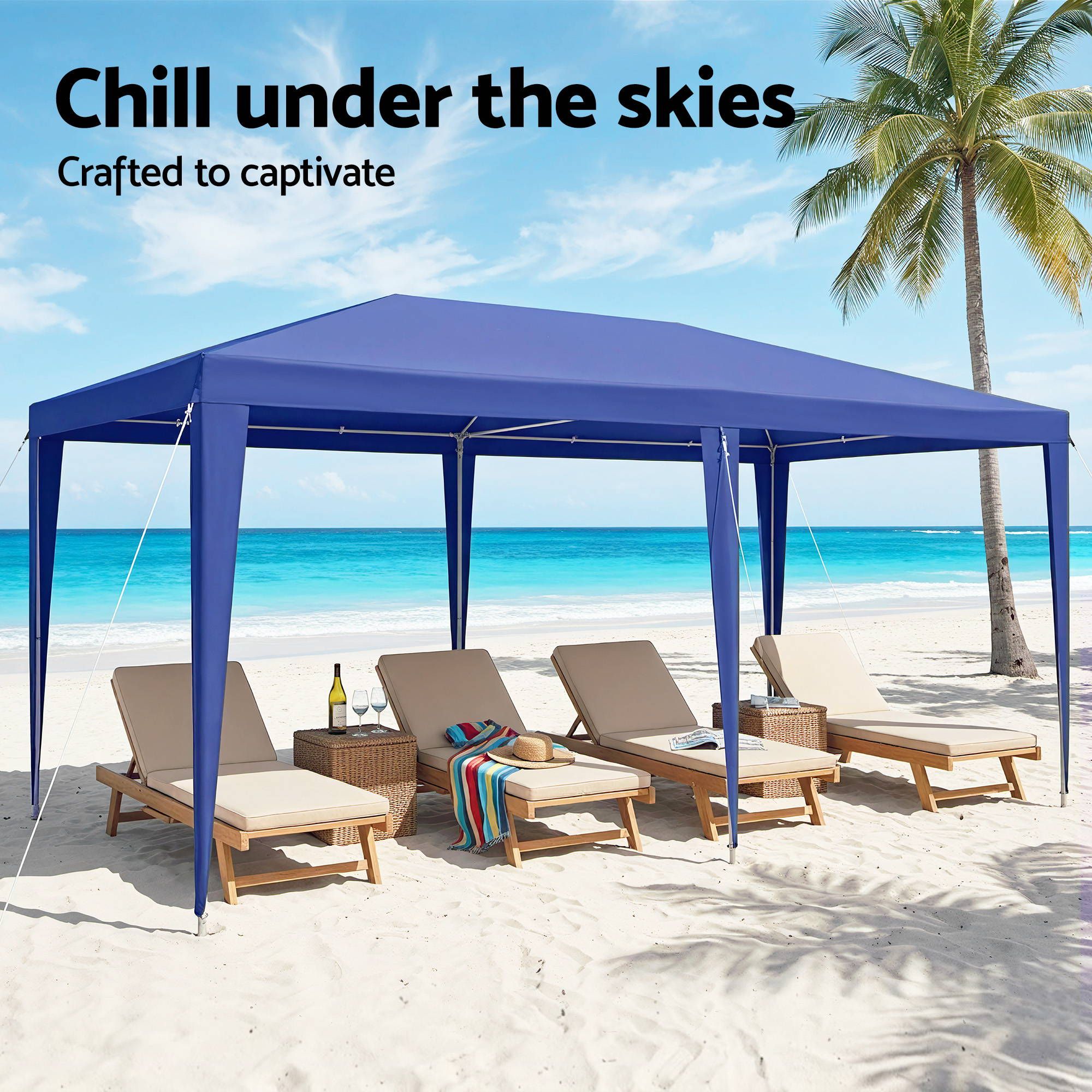 Instahut Gazebo 3x6m Wedding Party Marquee Tent Outdoor Event Camping Canopy Shade Blue GAZEBO-WED-T-FG-3X6-BL