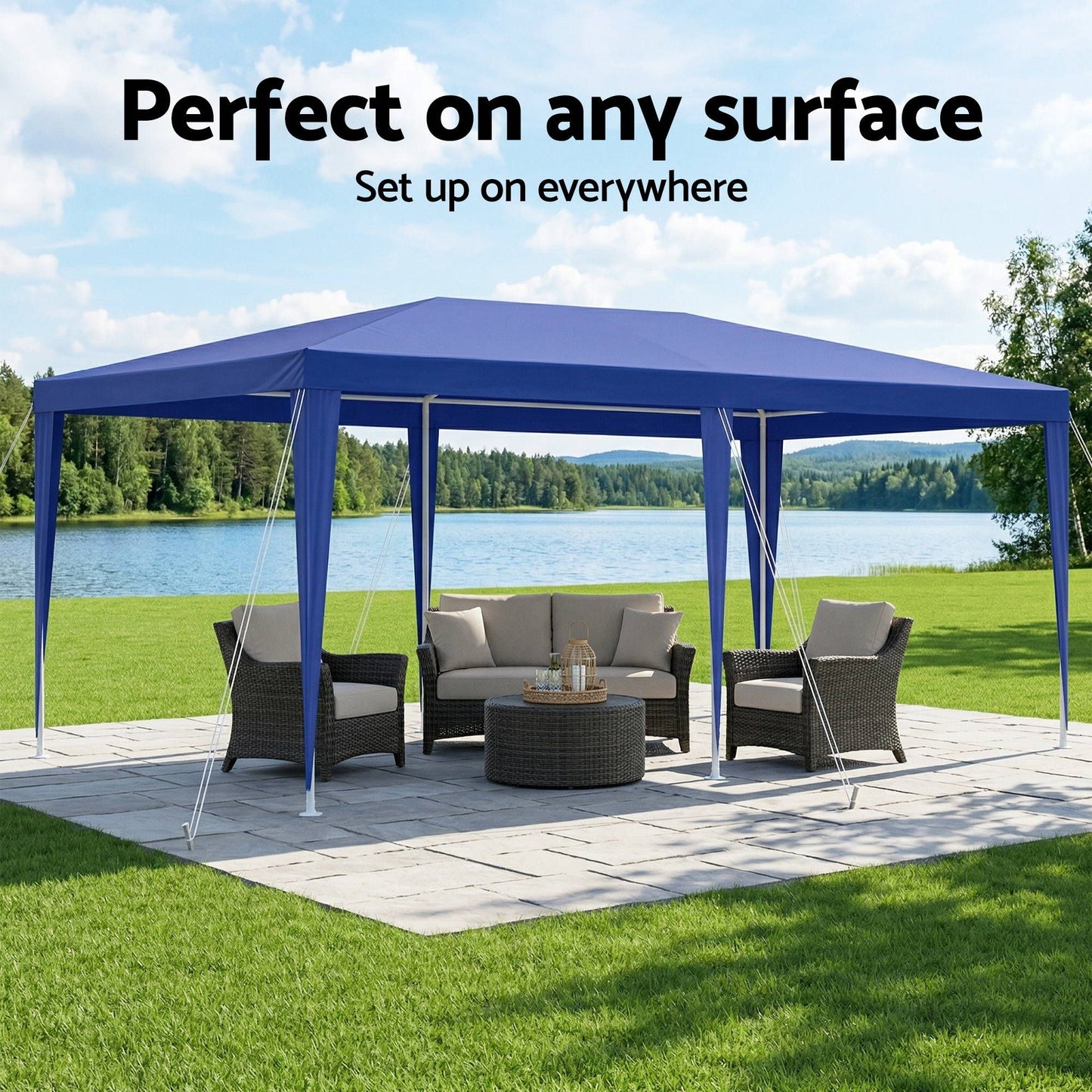 Instahut Gazebo 3x6m Wedding Party Marquee Tent Outdoor Event Camping Canopy Shade Blue GAZEBO-WED-T-FG-3X6-BL