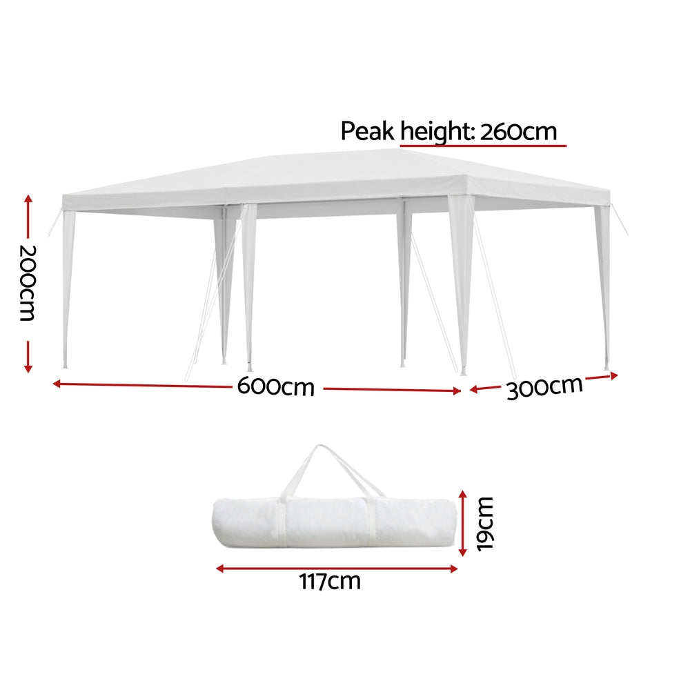 Instahut Gazebo 3x6m Wedding Party Marquee Tent Outdoor Event Camping Canopy Shade White GAZEBO-WED-T-FG-3X6-WH