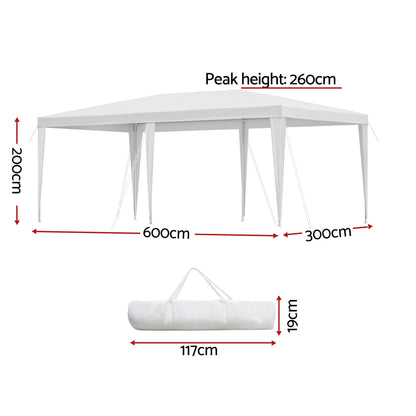 Instahut Gazebo 3x6m Wedding Party Marquee Tent Outdoor Event Camping Canopy Shade White GAZEBO-WED-T-FG-3X6-WH