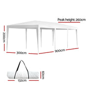 Instahut Gazebo 3x9 Wedding Party Marquee Tent Outdoor Event Camping Shade White GAZEBO-WED-T-FG-3X9-WH