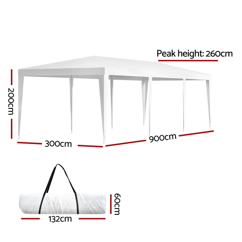 Instahut Gazebo 3x9 Wedding Party Marquee Tent Outdoor Event Camping Shade White GAZEBO-WED-T-FG-3X9-WH