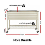 Green Fingers Mobile Raised Garden Bed With Wheels Storage Shelf 81cm Height for Vegetables Herb White GB-AG-PLAT-WLS-WH