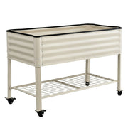 Green Fingers Mobile Raised Garden Bed With Wheels Storage Shelf 81cm Height for Vegetables Herb White GB-AG-PLAT-WLS-WH