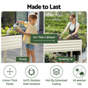Green Fingers Mobile Raised Garden Bed With Wheels Storage Shelf 81cm Height for Vegetables Herb White GB-AG-PLAT-WLS-WH