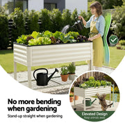 Green Fingers Mobile Raised Garden Bed With Wheels Storage Shelf 81cm Height for Vegetables Herb White GB-AG-PLAT-WLS-WH
