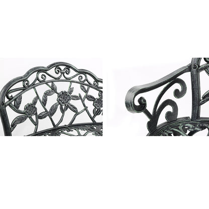 Gardeon Outdoor Garden Bench Seat 100cm Cast Aluminium Patio Chair Vintage Green GB-CALU-XG1002-GN