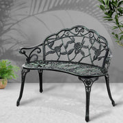 Gardeon Outdoor Garden Bench Seat 100cm Cast Aluminium Patio Chair Vintage Green GB-CALU-XG1002-GN