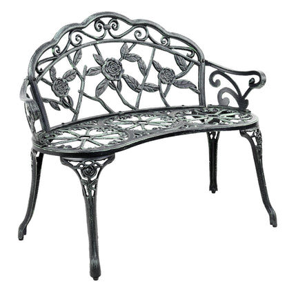 Gardeon Outdoor Garden Bench Seat 100cm Cast Aluminium Patio Chair Vintage Green GB-CALU-XG1002-GN