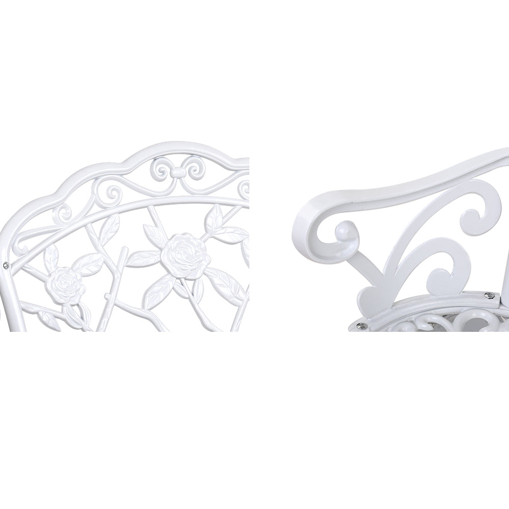 Gardeon Outdoor Garden Bench Seat 100cm Cast Aluminium Outdoor Patio Chair Vintage White GB-CALU-XG1002-WH
