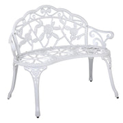 Gardeon Outdoor Garden Bench Seat 100cm Cast Aluminium Outdoor Patio Chair Vintage White GB-CALU-XG1002-WH