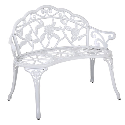 Gardeon Outdoor Garden Bench Seat 100cm Cast Aluminium Outdoor Patio Chair Vintage White GB-CALU-XG1002-WH