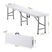 Gardeon 180cm Folding Garden Bench Portable Trestle Seat HDPE Fold In Half White