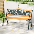 Gardeon Outdoor Garden Bench Seat 126cm Wooden Cast Iron 3 Seater Patio Furniture GB-IR-WOOD-NTL