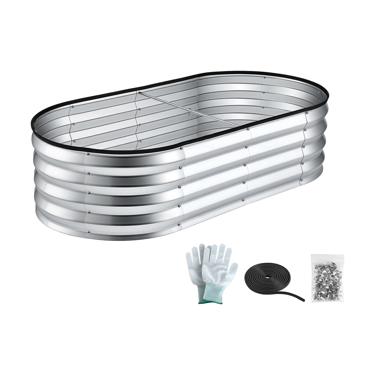 Green Fingers Raised Garden Bed Galvanised Oval Metal Planter Box Large Outdoor 120x60x30cm Silver GB-OVAL-1206030-SL