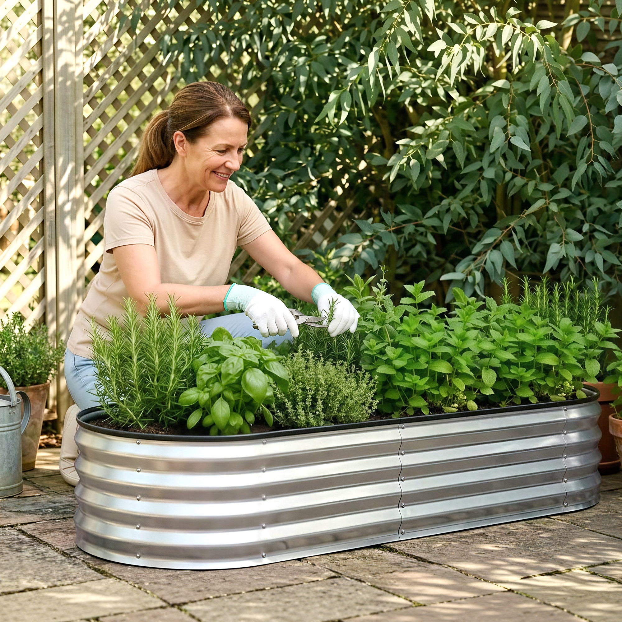 Green Fingers Raised Garden Bed Galvanised Oval Metal Planter Box Large Outdoor 120x60x30cm Silver GB-OVAL-1206030-SL