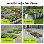 Green Fingers Raised Garden Bed Galvanised Oval Metal Planter Box Large Outdoor 120x60x30cm Silver GB-OVAL-1206030-SL