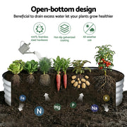 Green Fingers Raised Garden Bed Galvanised Oval Metal Planter Box Large Outdoor 120x60x30cm Silver GB-OVAL-1206030-SL