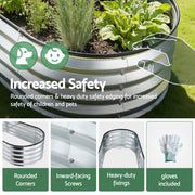 Green Fingers Raised Garden Bed Galvanised Oval Metal Planter Box Large Outdoor 120x60x30cm Silver GB-OVAL-1206030-SL