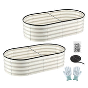 Green Fingers Raised Garden Bed 2 Pack Galvanised Planter Box Rust Resistant 120x60x30cm White GB-OVAL-1206030-WHX2