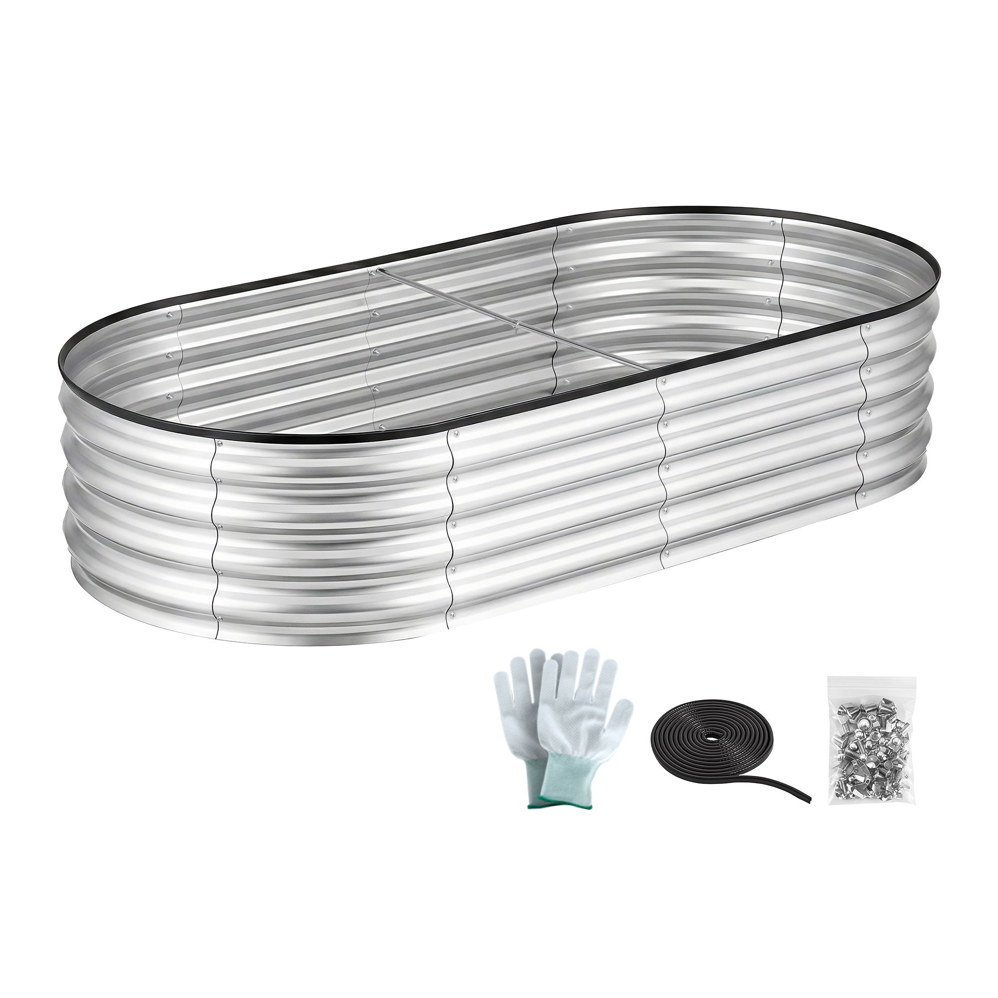 Green Fingers Raised Garden Bed Galvanised Oval Metal Planter Box Large Outdoor 150x70x30cm Silver GB-OVAL-1507030-SL