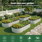 Green Fingers Raised Garden Bed Galvanised Oval Metal Planter Box Large Outdoor 150x70x30cm Silver GB-OVAL-1507030-SL