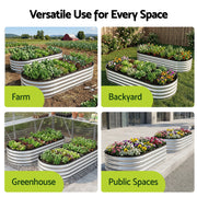 Green Fingers Raised Garden Bed Galvanised Oval Metal Planter Box Large Outdoor 150x70x30cm Silver GB-OVAL-1507030-SL
