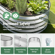 Green Fingers Raised Garden Bed Galvanised Oval Metal Planter Box Large Outdoor 150x70x30cm Silver GB-OVAL-1507030-SL