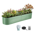 Green Fingers Oval Raised Garden Bed Galvanised Planter Box Rust Resistant 240x60x45cm Green GB-OVAL-2406045-GE