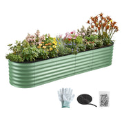 Green Fingers Oval Raised Garden Bed Galvanised Planter Box Rust Resistant 240x60x45cm Green GB-OVAL-2406045-GE