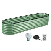 Green Fingers Oval Raised Garden Bed Galvanised Planter Box Rust Resistant 240x60x45cm Green GB-OVAL-2406045-GE