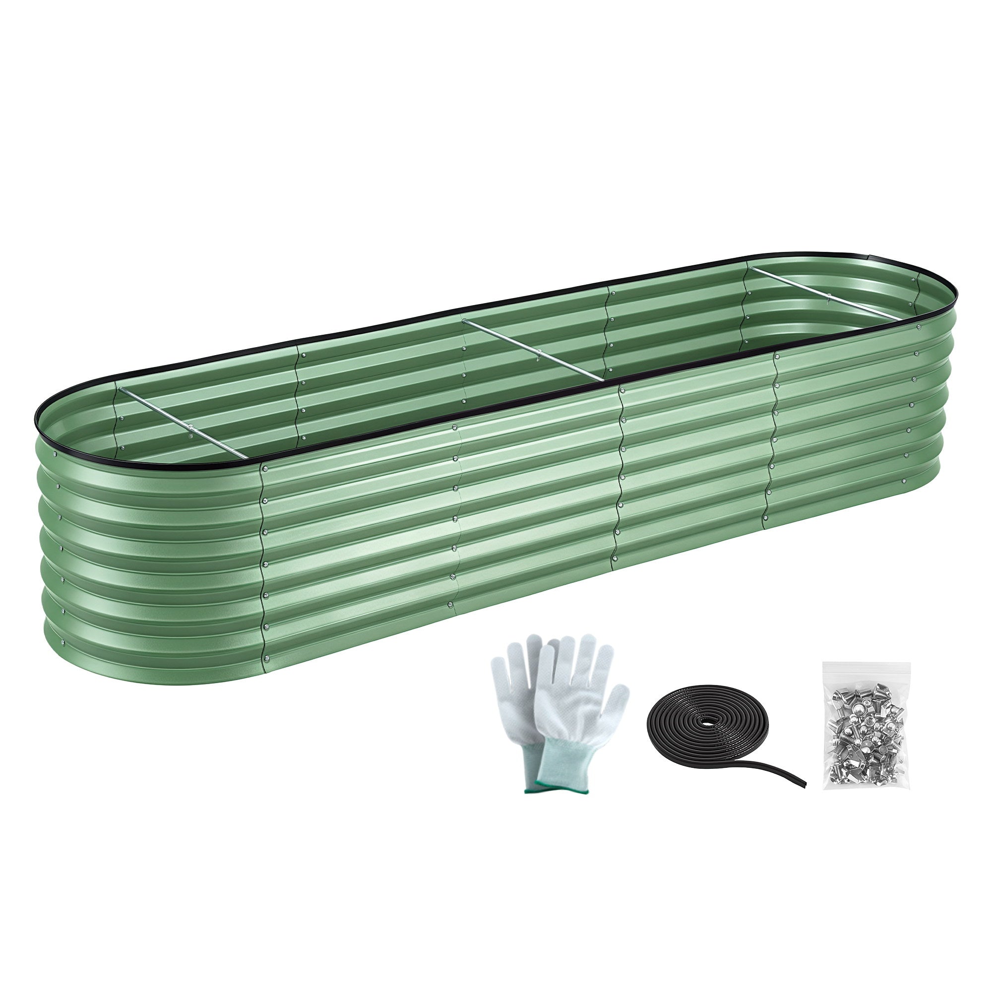 Green Fingers Oval Raised Garden Bed Galvanised Planter Box Rust Resistant 240x60x45cm Green GB-OVAL-2406045-GE