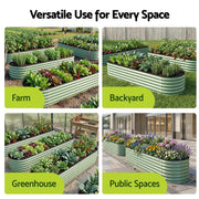 Green Fingers Oval Raised Garden Bed Galvanised Planter Box Rust Resistant 240x60x45cm Green GB-OVAL-2406045-GE