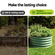 Green Fingers Oval Raised Garden Bed Galvanised Planter Box Rust Resistant 240x60x45cm Green GB-OVAL-2406045-GE