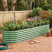 Green Fingers Oval Raised Garden Bed Galvanised Planter Box Rust Resistant 240x60x45cm Green GB-OVAL-2406045-GE
