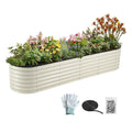 Green Fingers Oval Raised Garden Bed Galvanised Planter Box Rust Resistant 240x60x45cm White GB-OVAL-2406045-WH