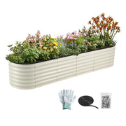 Green Fingers Oval Raised Garden Bed Galvanised Planter Box Rust Resistant 240x60x45cm White GB-OVAL-2406045-WH